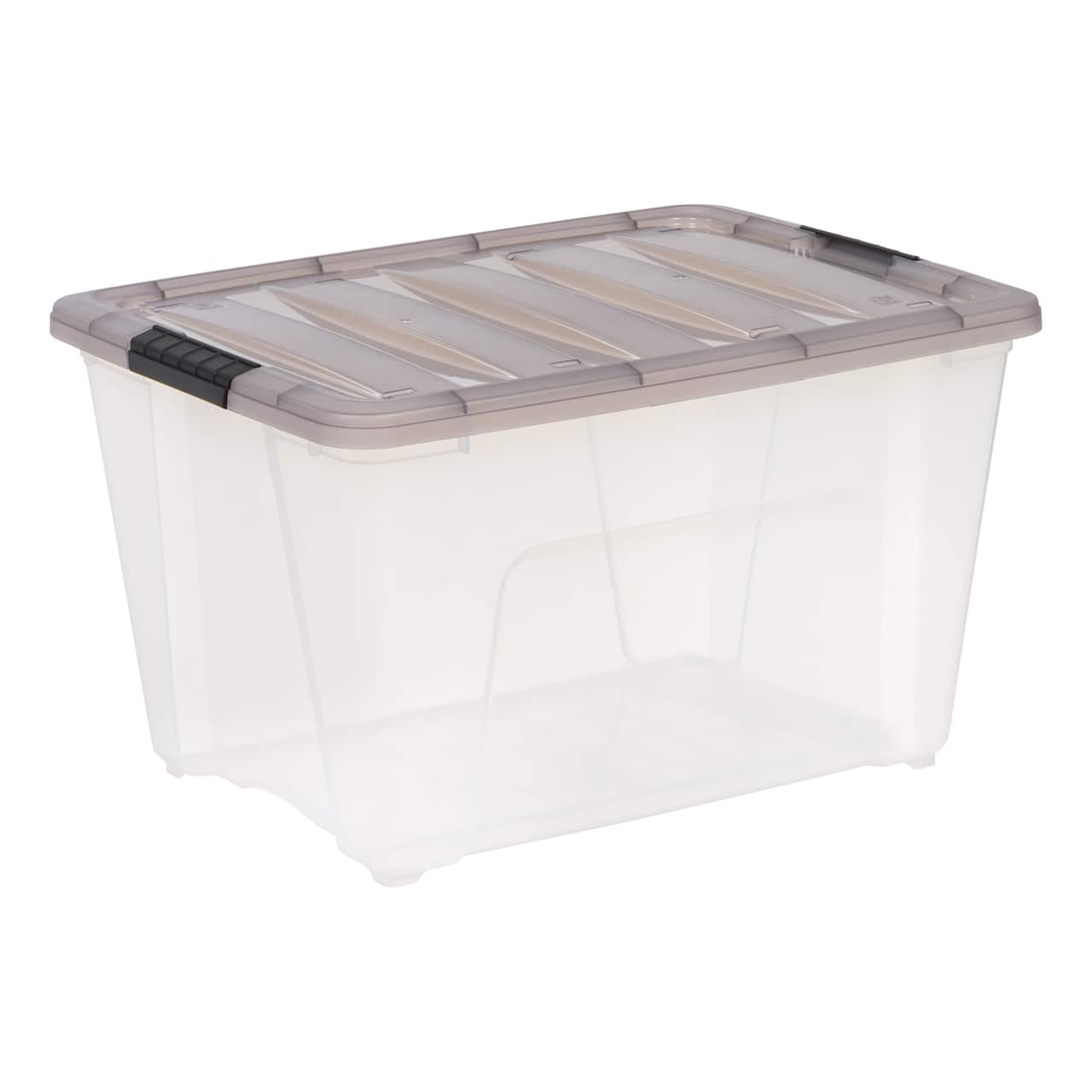 IRIS® Stack & Pull™ Clear Storage Box with Gray Lid